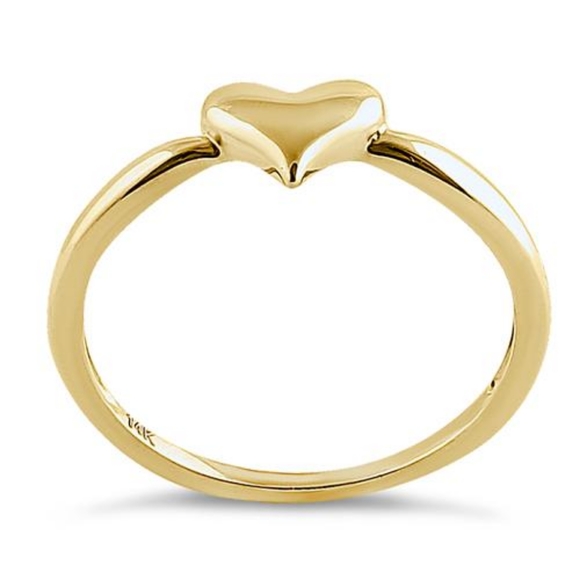 Solid 14K Yellow Gold Plush Heart Ring - Picture 3 of 4